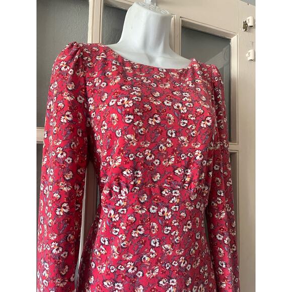 Free People Say Hello Boho Red Floral  Mini Dress - Picture 10 of 12